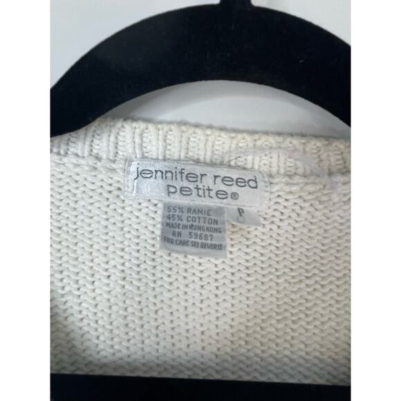 RARE Vintage 90s Embroidered Floral Cropped V neck Cardigan Small Jennifer Reed - Picture 10 of 13